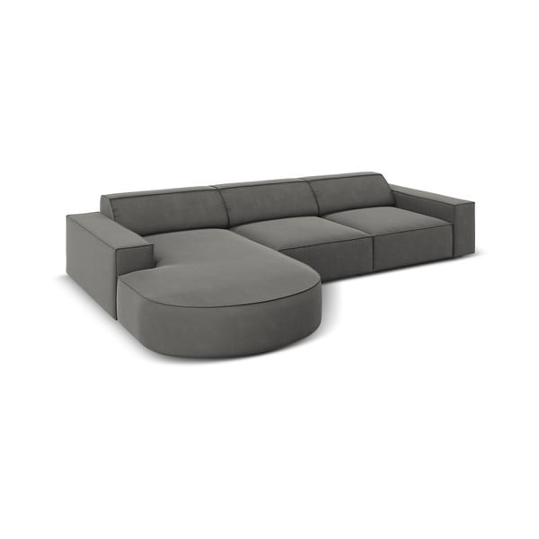 Colțar gri cu tapițerie din catifea (cu șezlong  pe partea stângă ) Jodie - Micadoni Home-image-4