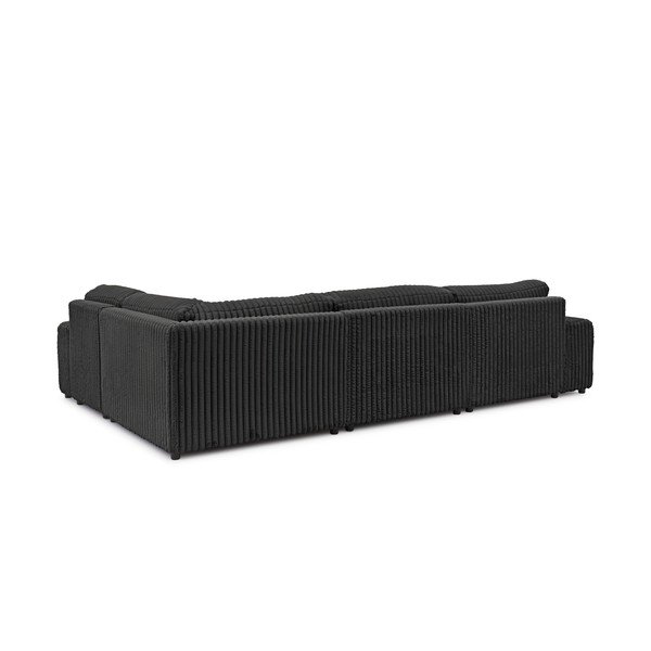 Colțar gri închis cu tapițerie din catifea reiată  (cu colț pe partea dreaptă/în formă de "U") Justin – Ropez-image-3