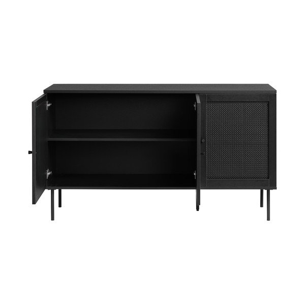 Comodă neagră joasă cu aspect de lemn de stejar 140x80 cm Pensacola – Unique Furniture-image-3