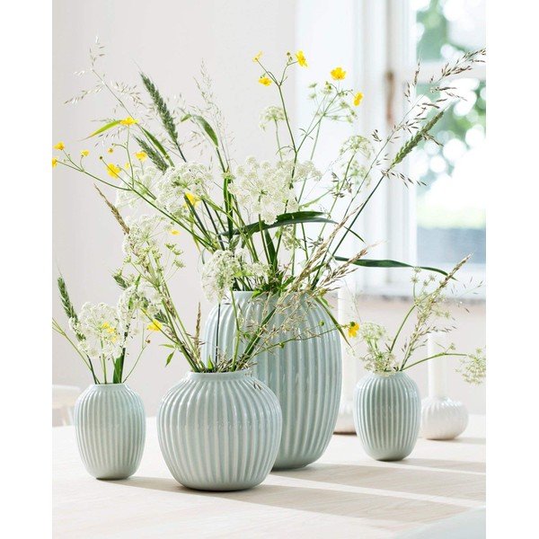 Vază din gresie Kähler Design Hammershoi, înălțime 10 cm, albastru mentă-image-1