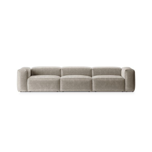 Canapea bej cu tapițerie din catifea reiată  364 cm Bergamo – Cosmopolitan Design