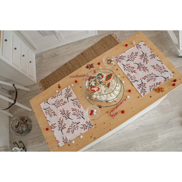 Suporturi de farfurii cu model de Crăciun 2 buc 45x35 cm Rowan Berries - Butter Kings-image-1