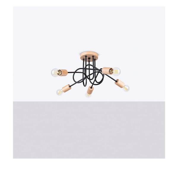 Plafonieră neagră/în culoare naturală 15x61 cm Tumber – Sollux-image-2