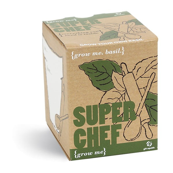Set grădinărit Gift Republic Super Chef cu semințe de busuioc