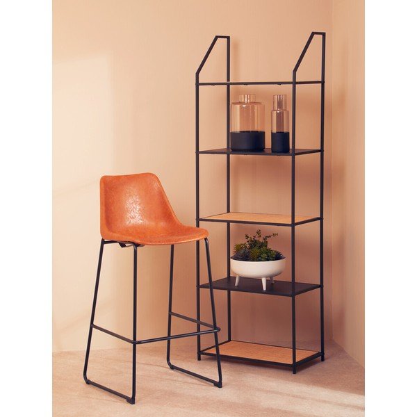 Etajeră neagră/în culoare naturală din metal 61x179x34 cm Depok – Premier Housewares-image-1