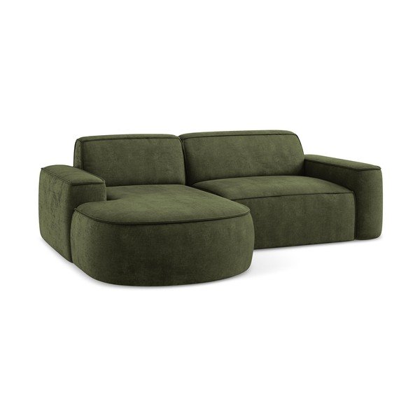 Colțar verde cu tapițerie din chenille (cu colț pe partea stângă/cu șezlong) Omao – Makamii-image-4