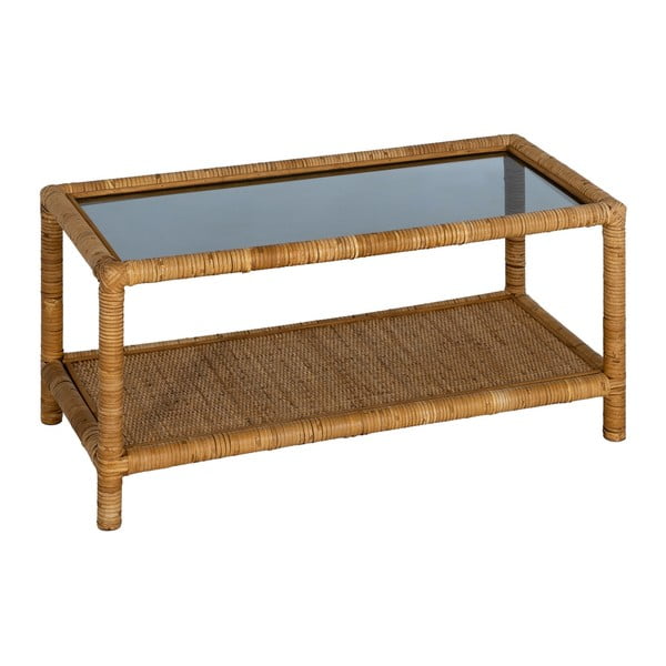Măsuță de cafea în culoare naturală cu blat din sticlă 40x90 cm – Ixia