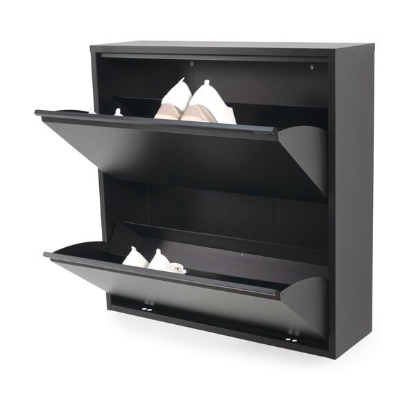 Pantofar negru cu deschidere înclinată din metal 75x77,5x22,5 cm Billy – Spinder Design-image-2