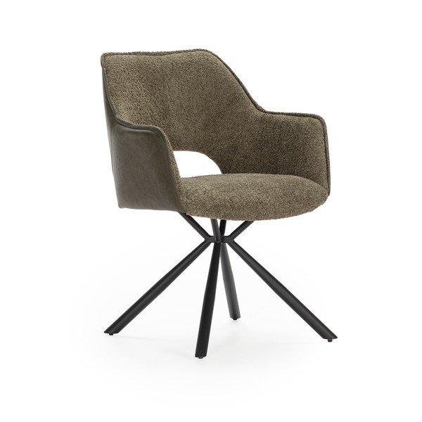 Set de scaune de sufragerie verde cu cotiere 2 buc. tapițat Mariel – Marckeric