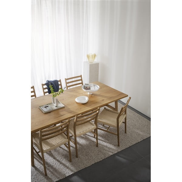 Masă de dining natural  cu aspect de lemn de stejar 100x220 cm Plainfield – Rowico-image-1