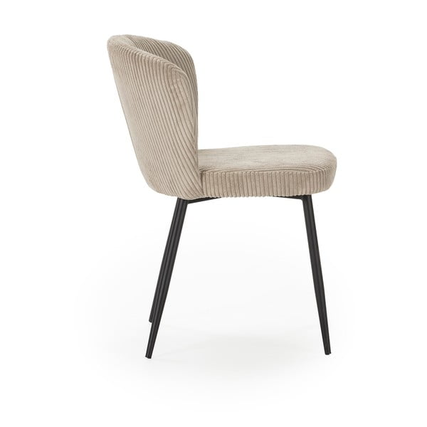 Scaune de dining bej 4 buc. din catifea reiată Megan – Marckeric-image-3