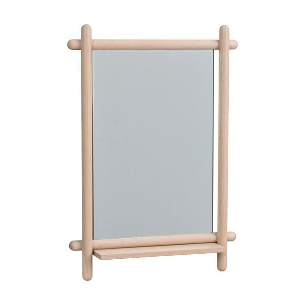 Oglindă de perete cu raft și ramă din lemn 52x74 cm Milford - Rowico