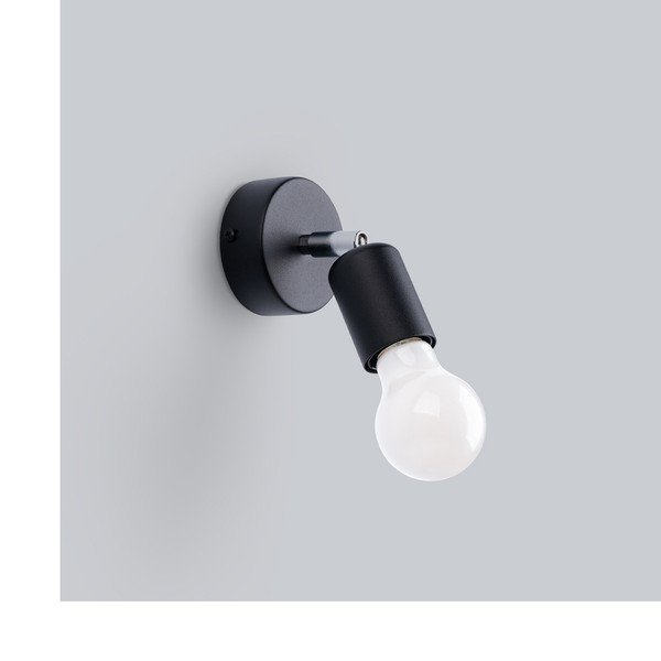 Aplică de perete neagră ø 6 cm Brando – Sollux-image-4