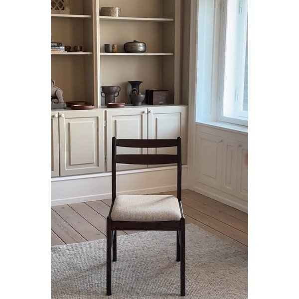 Scaun de dining crem/în culoare naturală închisă din lemn de stejar Kerwin – Rowico-image-1