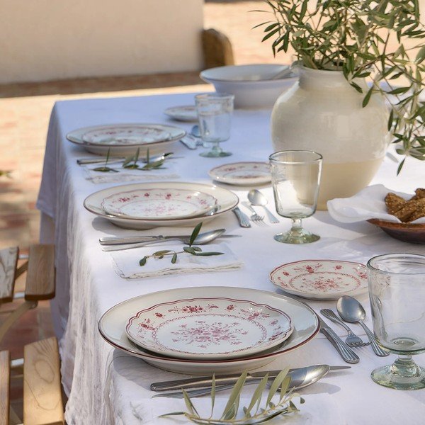 Farfurie roșie/albă pentru desert  din gresie ø 17 cm Vila – Costa Nova-image-3