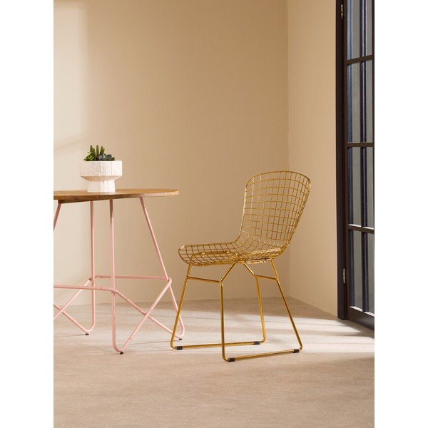 Scaun de dining auriu din metal District – Premier Housewares-image-1