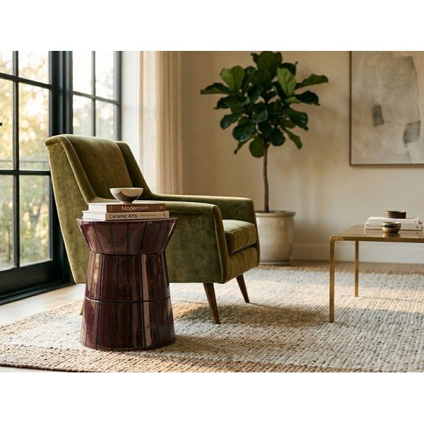 Măsuță de cafea burgundy rotundă din ceramică ø 38 cm Abbes – Bizzotto-image-1