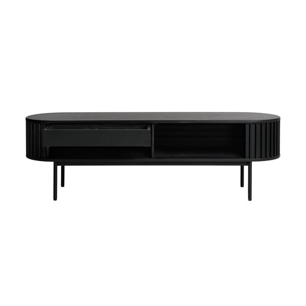 Comodă TV neagră cu aspect de lemn de stejar 48x160 cm Siena – Unique Furniture-image-3