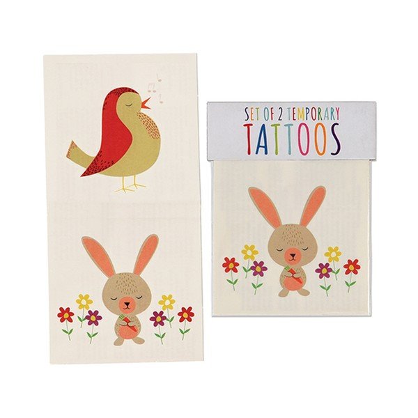 Set 2 tatuaje temporare cu motive iepuri și păsări Rex London Bunny and Bird-image-1
