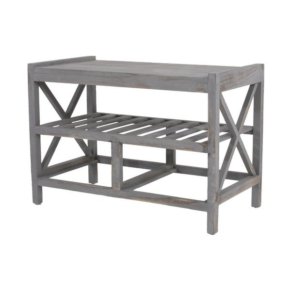 Băncuță cu spațiu de depozitare Mendler Shabby Shoe, gri-image-2