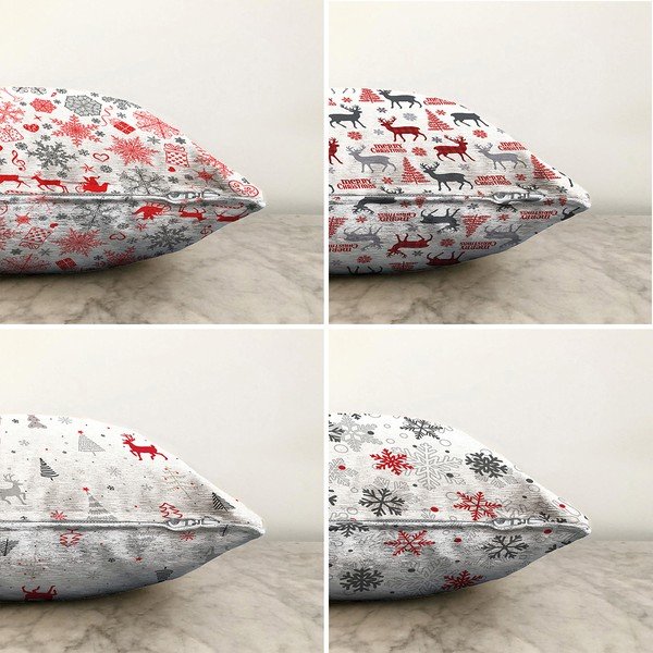 Set 4 fețe de pernă din chenille cu model de Crăciun Minimalist Cushion Covers Nordic Christmas, 55 x 55 cm-image-1