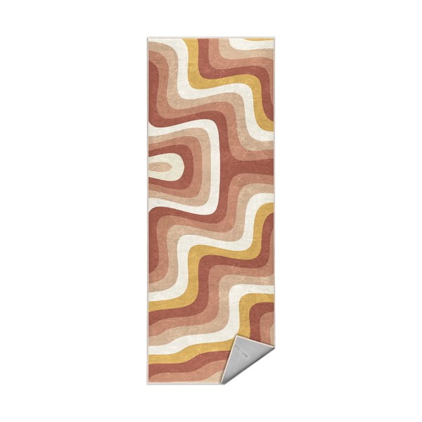Covor tip traversă galben ocru-roz prăfuit lavabil 60x230 cm Creamy Strawberry Swirl – Mila Home