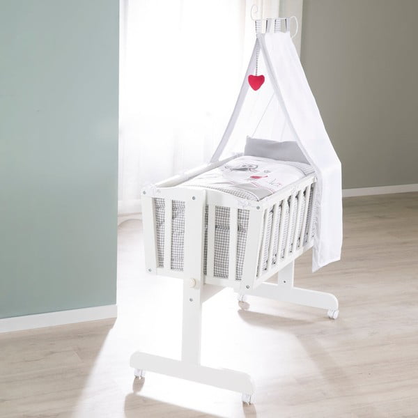 Pătuț leagăn  alb cu roți/cu baldachin 40x90 cm Adam & Eule – Roba-image-4