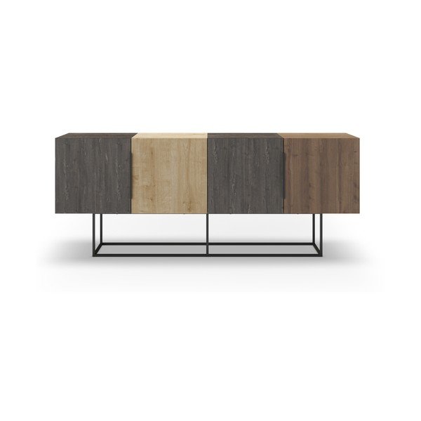 Comodă maro/în culoare naturală joasă cu aspect de lemn de stejar 200x80 cm Titan – Marckeric