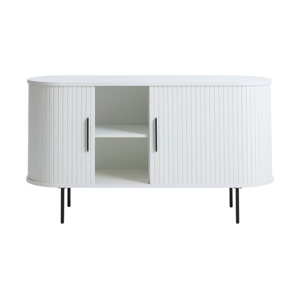 Comodă albă cu ușă glisantă 120x76x45 cm Nola – Unique Furniture-image-4