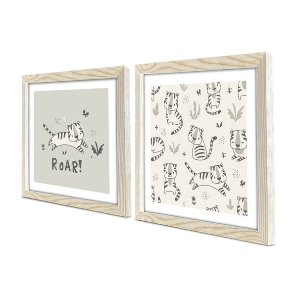 Tablouri pentru copii 2 buc. 33x33 cm Roar - Wallity-image-2