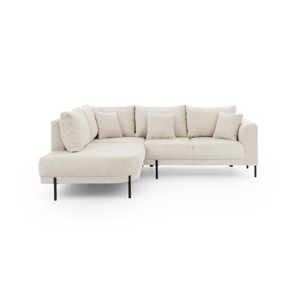 Colțar bej cu tapițerie din chenille (cu colț pe partea stângă/în formă de ”L”) Mauris  – Ropez