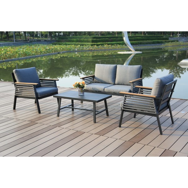 Set mobilier de grădină gri închis din aluminiu pentru 4 persoane Denia – Garden Pleasure-image-1