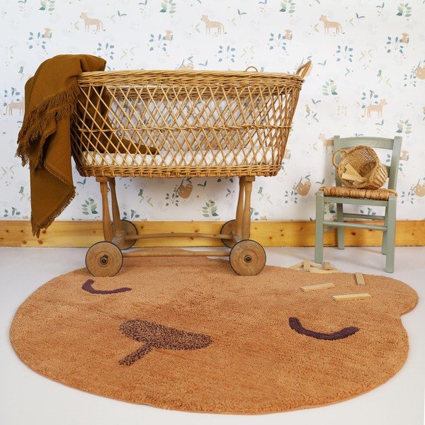 Covor pentru copii cărămiziu lavabil, țesut manual din bumbac 110x110 cm Sandel – Nattiot-image-2