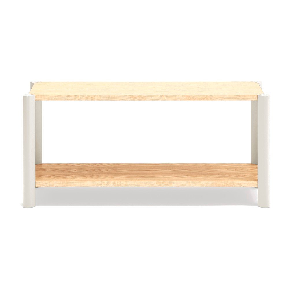 Etajeră crem/în culoare naturală deschisă cu aspect de lemn de stejar 126x59x43 cm Bona – Teulat