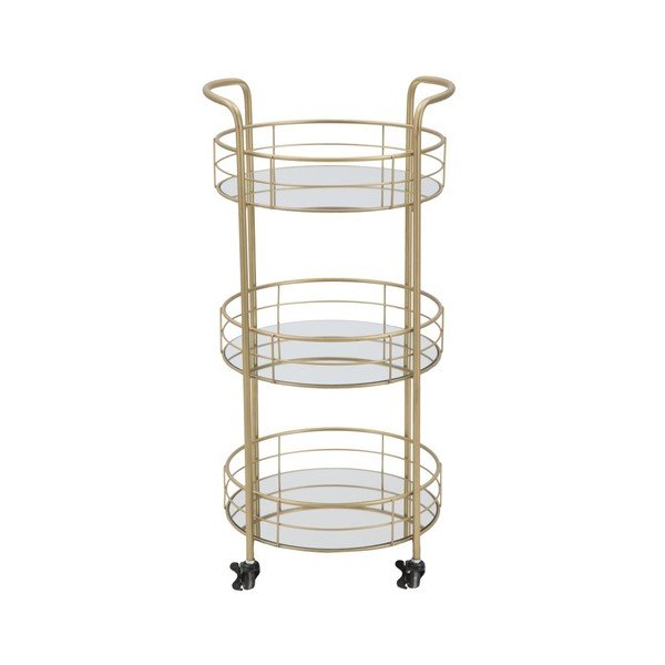 Cărucior pentru servire cu 3 etaje Mauro Ferretti Rondo, auriu-image-2