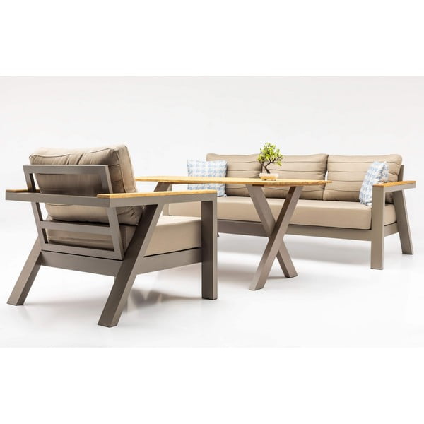 Set mobilier de grădină bej pentru șapte persoane Daisy – Floriane Garden-image-2