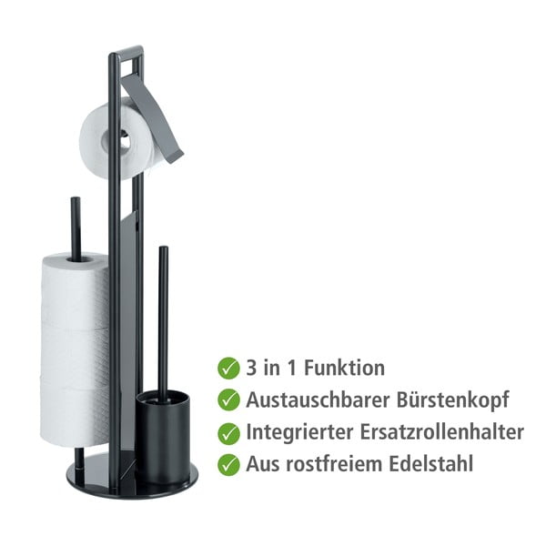 Suport pentru hârtie igienică negru din oțel inoxidabil Ravina – Wenko-image-3