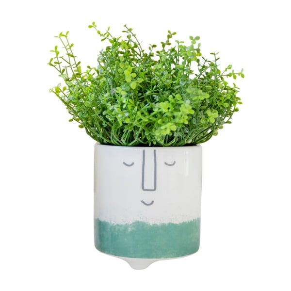 Ghiveci din ceramică Kitchen Craft Happy Face, alb-verde-image-3