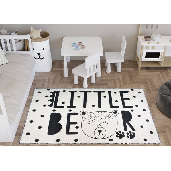 Covor pentru copii alb-negru lavabil 80x120 cm Little Bear – Vitaus-image-1