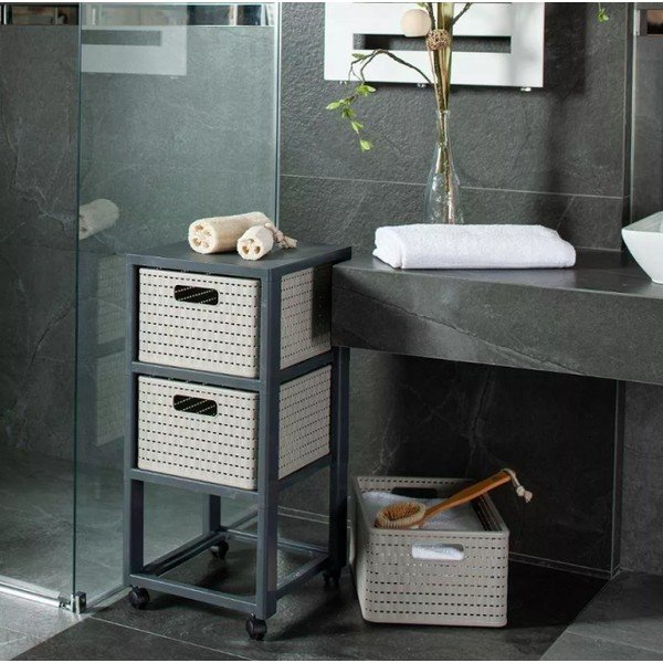 Etajeră de baie gri din plastic 32,5x71 cm Country – Rotho-image-1