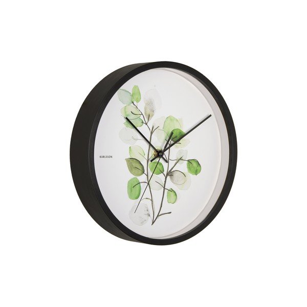 Ceas de perete cu ramă neagră Karlsson Eucalyptus, ø 26 cm, verde-alb-image-2