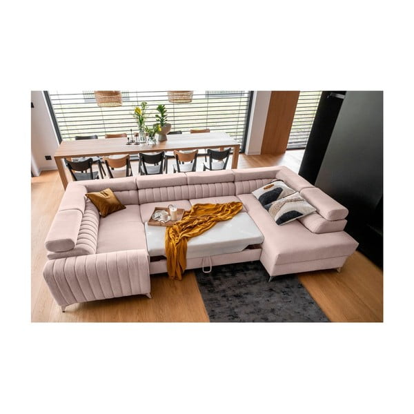 Colțar roz extensibil/cu spațiu de depozitare (cu colț pe partea dreaptă/în formă de "U") Louis – ELTAP-image-3