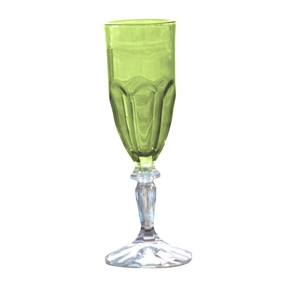 Set 6 pahare din plastic pentru șampanie Sunvibes Happy, 120 ml, verde