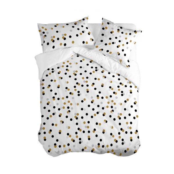 Husă de pilotă albă din bumbac pentru pat dublu 200x200 cm Golden dots – Blanc