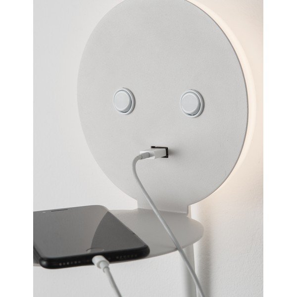 Aplică de perete albă LED cu structură flexibilă/cu port USB din aluminiu Eclip – Nova Luce-image-1