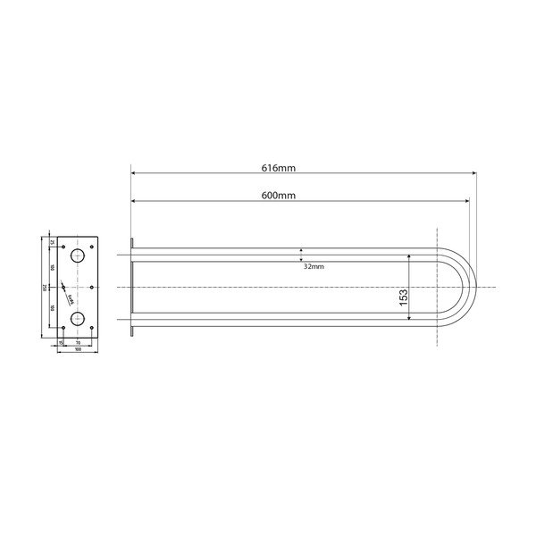 Mâner de siguranță pentru baie de montat pe perete din oțel inoxidabil 62 cm Handicap U – Sapho-image-2