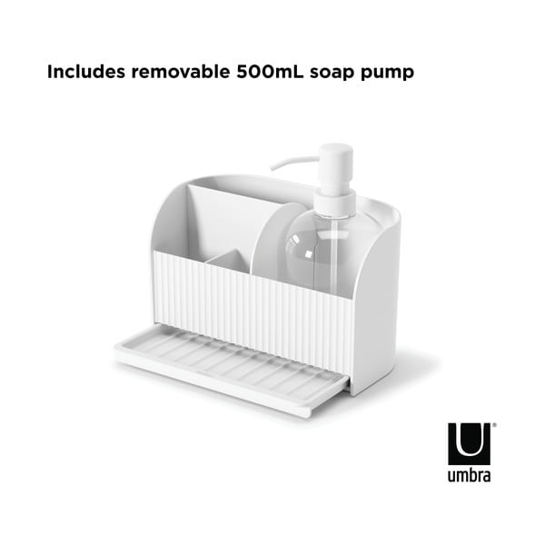 Suport pentru accesorii de spălat vase alb din plastic reciclat Sling – Umbra-image-4