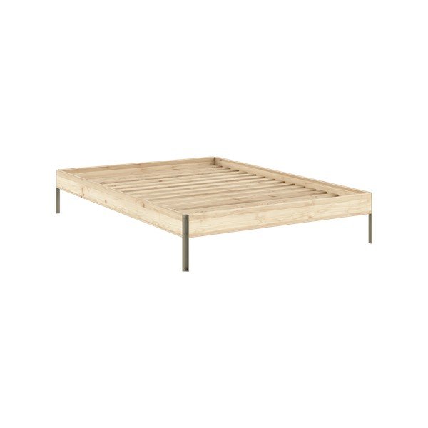 Pat matrimonial în culoare naturală din lemn de pin fără tăblie cu somieră 180x200 cm Core – Karup Design