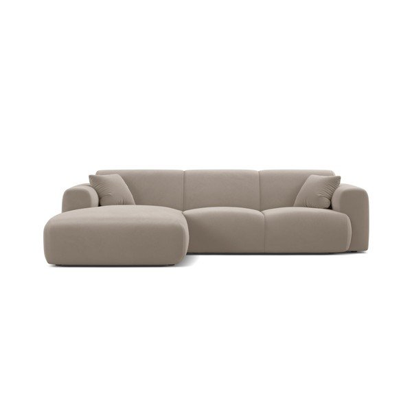 Colțar modular gri deschis cu tapițerie din catifea (cu colț pe partea stângă/cu șezlong) Molino – Micadoni -image-2