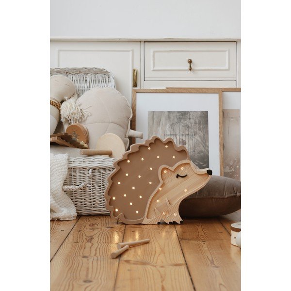 Veioză din lemn de pin maro Little Lights Hedgehog, lungime 30 cm-image-2